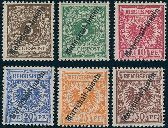 MARSHALL-INSELN 1899 MiNr. 1-6 II Berliner Ausgabe