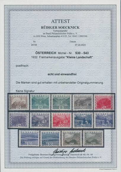 ÖSTERREICH 1932 MiNr. 530-543