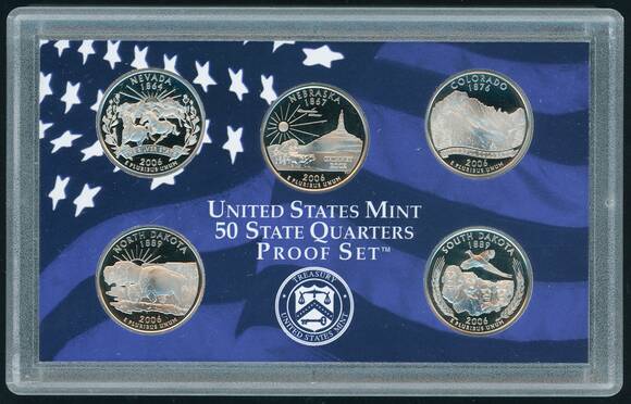 USA 2006 Proof Set 50 State Quarters 5 Münzen