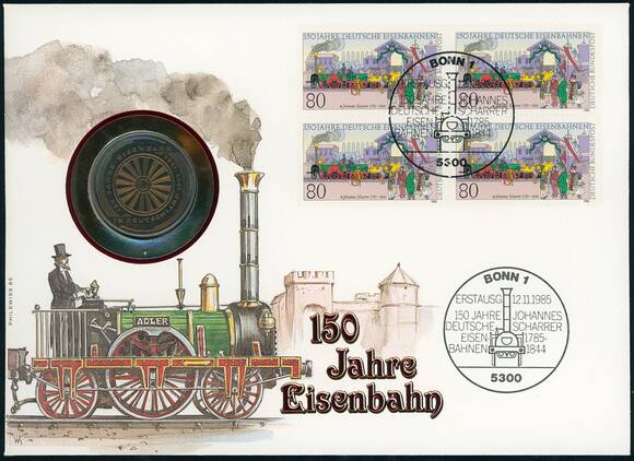 BRD 1985/1985 Numisbrief 150 Jahre Deutsche Eisenbahn