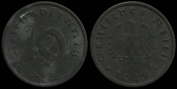 ALLIIERTE BESATZUNG 10 Reichspfennig 1948 A, Jaeger 375