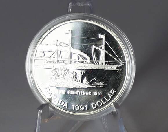 KANADA 1991 1 Silberdollar S.S. Frontenac auf dem Ontariosee
