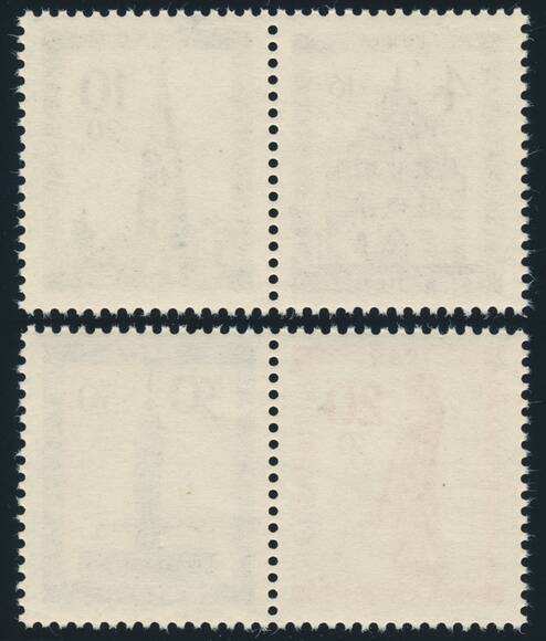 FZ BADEN, MiNr. 38-41 A aus Block 1 A als Zusammendrucke