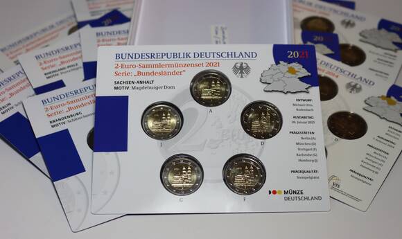 BRD 2006-2021, Serie Bundesländer, 15 Sets zu 5 x 2 Euro komplett