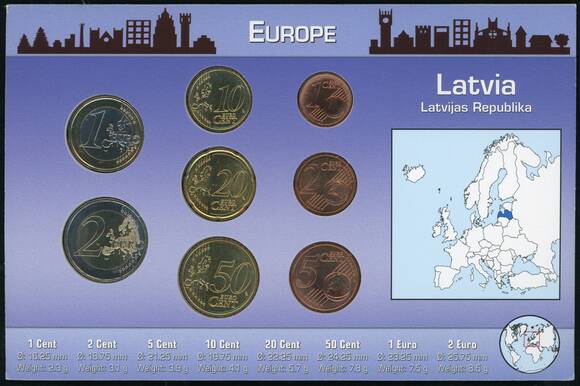 LETTLAND 2014 Euro-Kursmünzsatz im schönen Blister