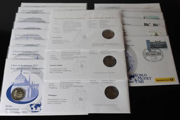 BRD 2006-2022 Numisbriefe Serie Bundesländer komplett mit 17 Stück