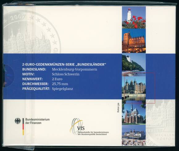 BRD 2007 Serie Bundesländer Mecklenburg-Vorpommern 5 x 2 Euro PP