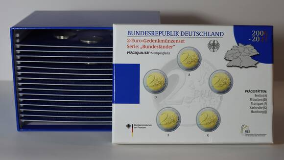 BRD 2006-2021, Serie Bundesländer, 15 Sets zu 5 x 2 Euro komplett