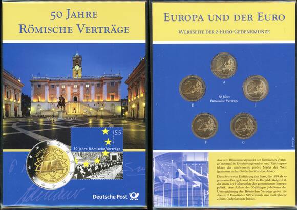 BRD 2007 5 x 2 Euro 50 Jahre Römische Verträge, Deutsche Post