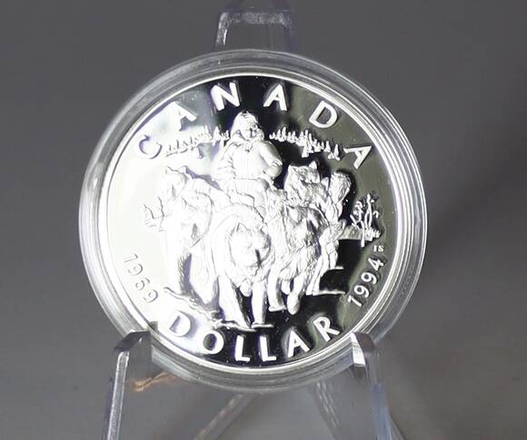 KANADA 1994 1 Silberdollar Huskystreife
