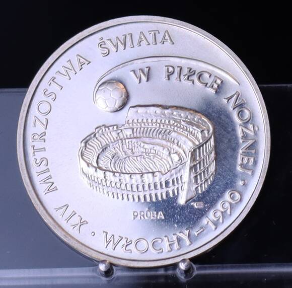 POLEN 1000 Zloty Silber 1988 Fußball-WM 1990 PROBE