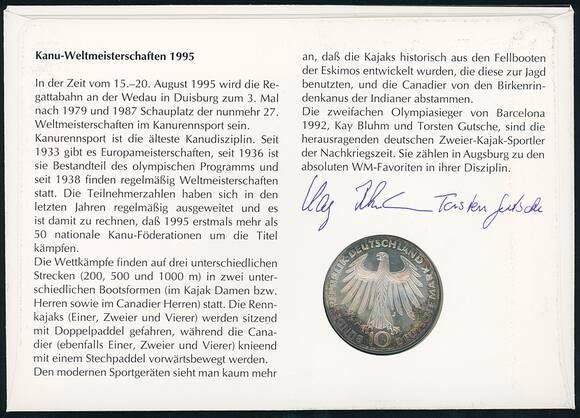 BRD 1972/1995 Numisbrief Kanu-WM Duisburg