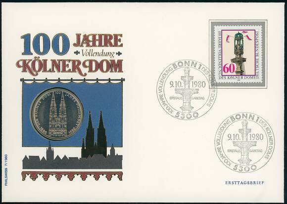 BRD 1980/1980 Numisbrief 100 Jahre Vollendung Kölner Dom