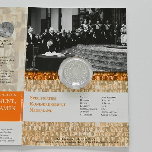 NIEDERLANDE 2004, 5 Euro Silber 50 Jahre Königreichsstatut