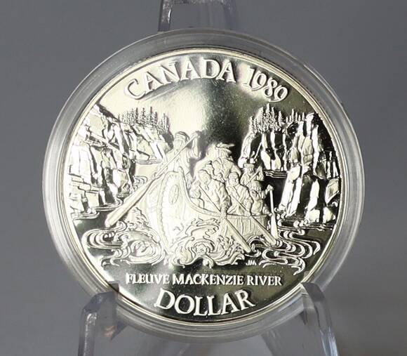 KANADA 1989 1 Silberdollar 200. Jahrestag Mackenzie-Expedition