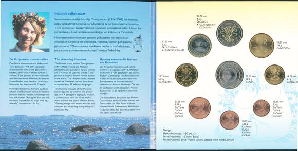 FINNLAND 2004 offizieller Kursmünzensatz 90. Geburtstag von Tove Jansson