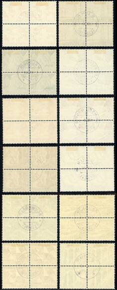 SCHWEIZ 1949 MiNr. 529-540 Viererblocks zentrisch gestempelt