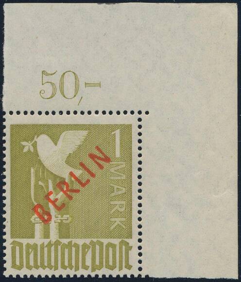 BERLIN 1949 MiNr. 33 Bogenecke oben rechts