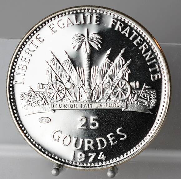 HAITI 25 Gourdes Silber 1974 PP 200 Jahre USA