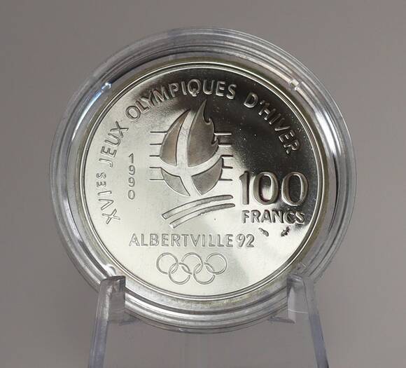 FRANKREICH 100 Francs 1990 Olympische Winterspiele Albertville PP