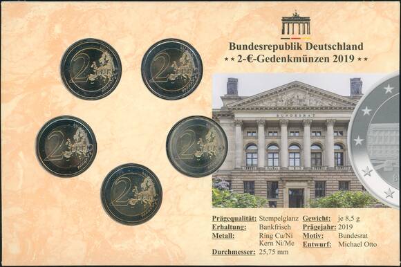 BRD 2019 70 Jahre Bundesrat 5 x 2 Euro