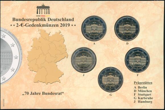 BRD 2019 70 Jahre Bundesrat 5 x 2 Euro