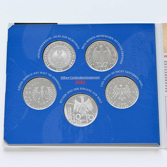 BRD 2012 Silber-Gedenkmünzen 5 x 10 Euro