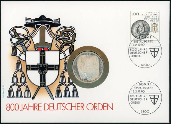 BRD 1990/1990/1991 Numisbrief 800 Jahre Deutscher Orden