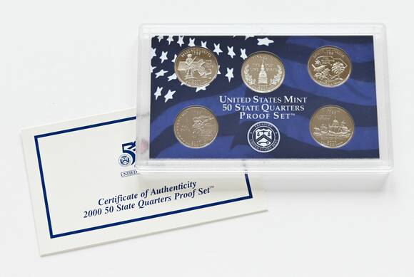 USA 2000 Proof Set 50 State Quarters 5 Münzen