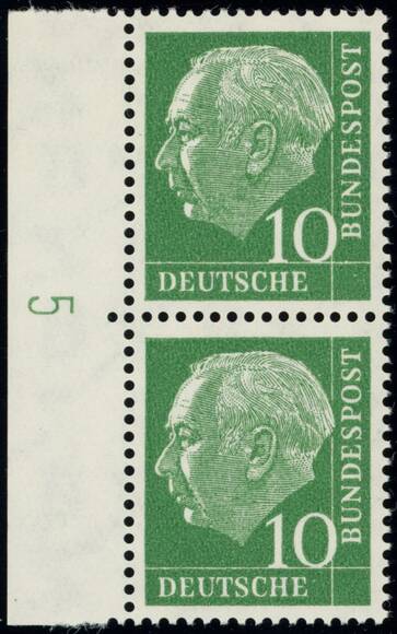 BRD 1954, Heuss I, MiNr. 183 x W DZ Druckerzeichen "5" positiv