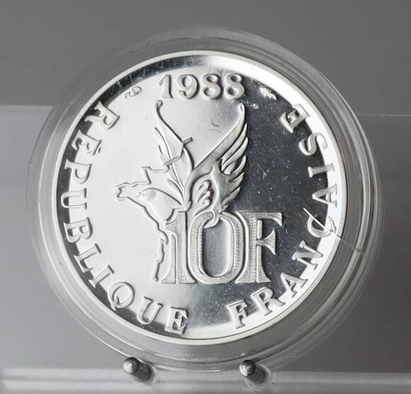 FRANKREICH 10 Francs Silber 1988 Roland Garros PP