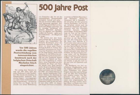 BRD/VERSCHIEDENE LÄNDER 1971/1990 Numisbrief 500 Jahre Post