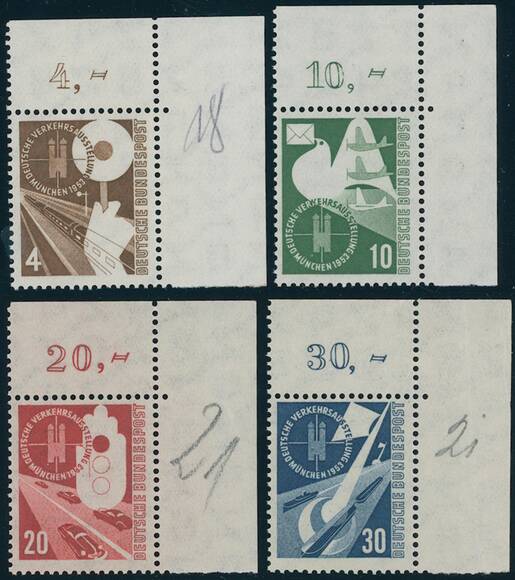 BRD 1953 MiNr. 167-170 Bogenecken oben rechts