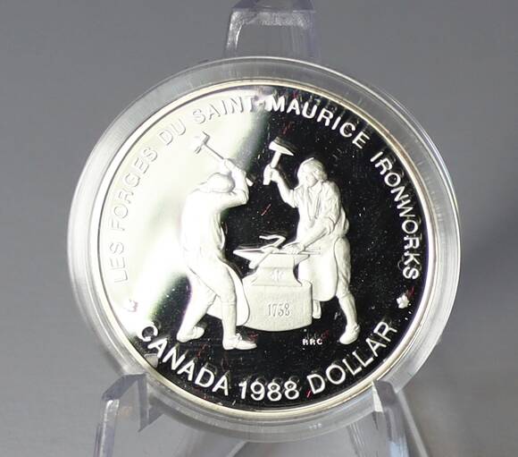 KANADA 1988 1 Silberdollar 250 Jahre Eisenproduktion in Kanada