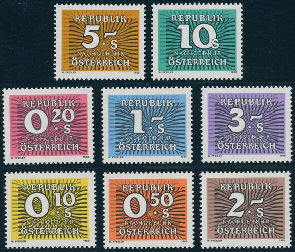 ÖSTERREICH 1985-1989 Portomarken MiNr. P 260-267