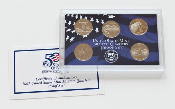 USA 2007 Proof Set 50 State Quarters 5 Münzen