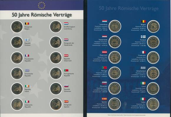 50 JAHRE RÖMISCHE VERTRÄGE 1957-2007 mit 13 x 2 Euro Komplettset