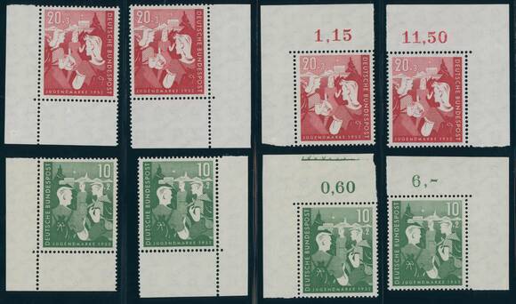 BRD 1952 MiNr. 153-154 alle vier Bogenecken