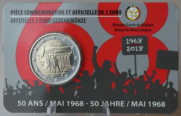 BELGIEN 2 Euro 2018 Studentenrevolution Coincard