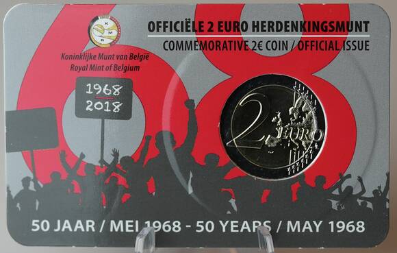 BELGIEN 2 Euro 2018 Studentenrevolution Coincard