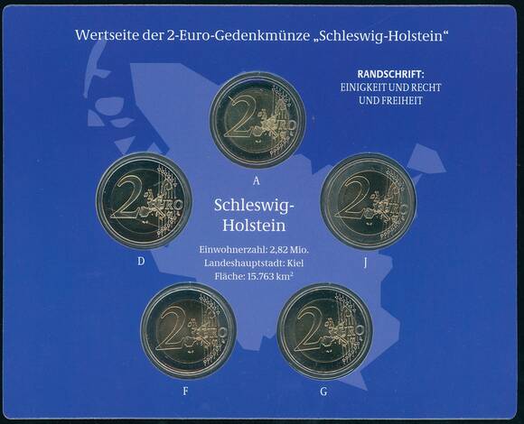 BRD 2006 Serie Bundesländer Schleswig-Holstein 5 x 2 Euro