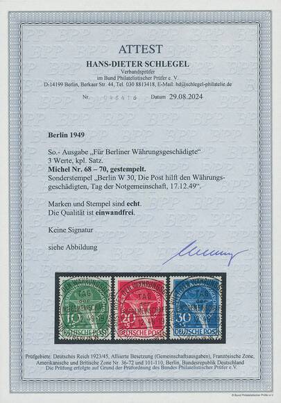 BERLIN 1949 MiNr. 68-70