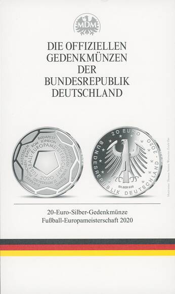 BRD 2021 5 x 20 Euro und 1 x 25 Euro komplett im Steckfolder mit Gold-Gedenkprägung