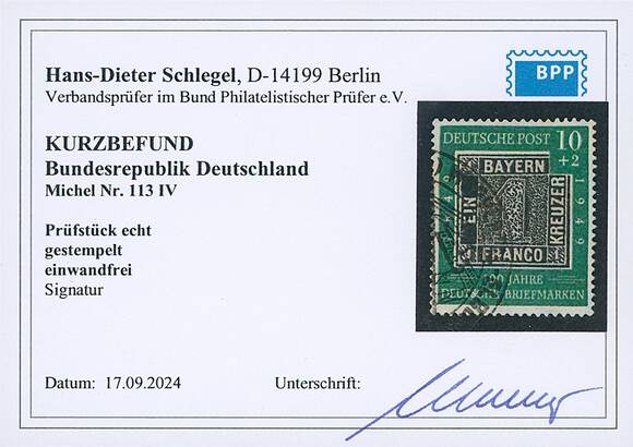 BRD 1949 MiNr. 113 IV