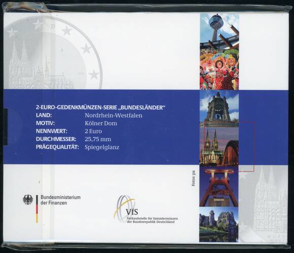 BRD 2011 Serie Bundesländer Nordrhein-Westfalen 5 x 2 Euro PP