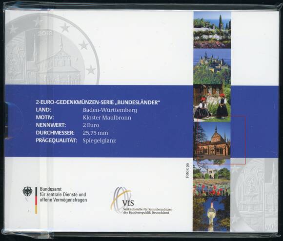 BRD 2013 Serie Bundesländer Baden-Württemberg 5 x 2 Euro PP