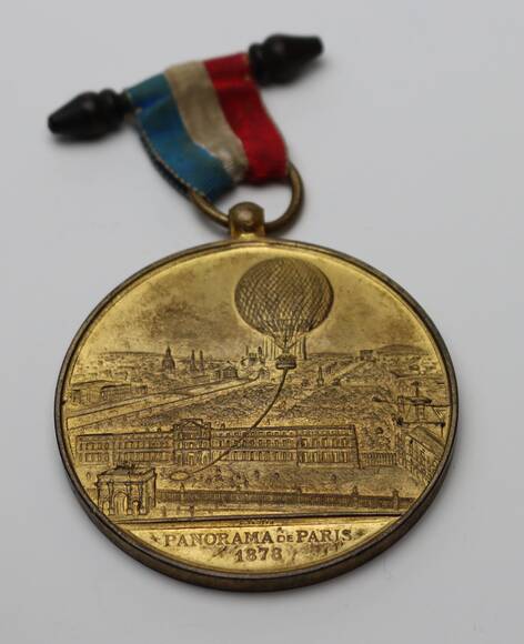 PANORAMA DE PARIS 1878, große vergoldete Kupfermedaille