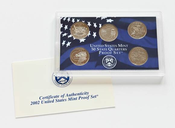 USA 2002 Proof Set 50 State Quarters 5 Münzen