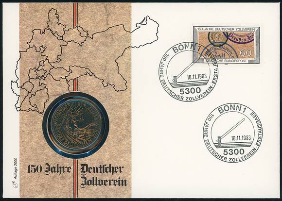 BRD 1984/1983 Numisbrief 150 Jahre Deutscher Zollverein