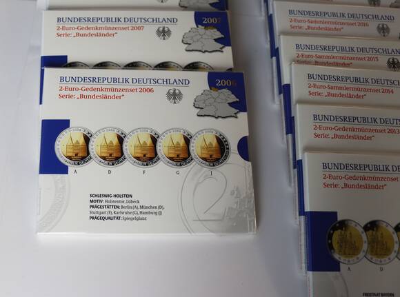 BRD 2006-2021, Serie Bundesländer, 16 Sets zu 5 x 2 Euro PP